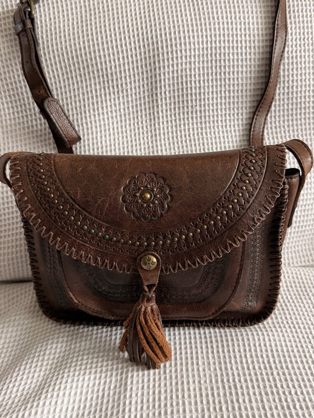 Patricia Nash Beaumont Crossbody in brown leather